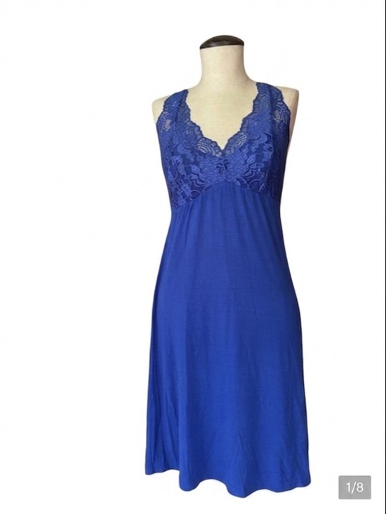 Fleur’t Other - Fleur’t belle époque sapphire blue lace racer back chemise slip dress. Medium
